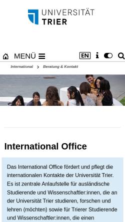 Vorschau der mobilen Webseite www.uni-trier.de, Akademisches Auslandsamt der Universtität