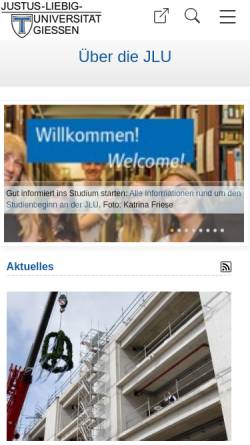 Vorschau der mobilen Webseite www.uni-giessen.de, Justus-Liebig-Universität Gießen (JLU)