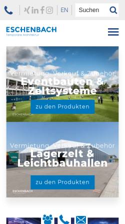 Vorschau der mobilen Webseite eschenbach-group.com, Eschenbach Zeltbau GmbH & Co. KG