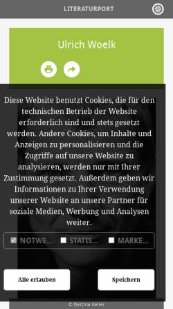Vorschau der mobilen Webseite www.literaturport.de, Lexikon - Ulrich Woelk