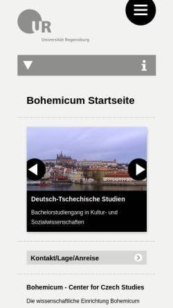 Vorschau der mobilen Webseite www.bohemicum.de, Bohemicum Regensburg-Passau