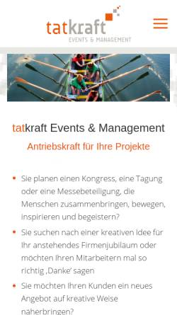 Vorschau der mobilen Webseite www.tatkraft-events.de, Tatkraft Events & Management