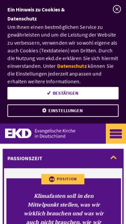 Vorschau der mobilen Webseite www.ekd.de, Evangelische Kirche in Deutschland