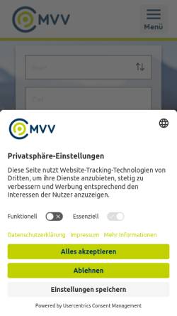 Vorschau der mobilen Webseite www.mvv-muenchen.de, Münchner Verkehrs- und Tarifverbund
