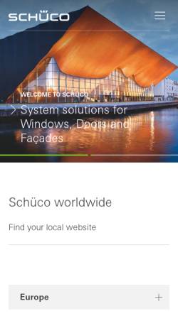 Vorschau der mobilen Webseite www.schueco.com, Schüco International KG