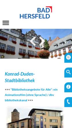 Vorschau der mobilen Webseite www.bad-hersfeld.de, Konrad-Duden-Stadtbibliothek Bad Hersfeld
