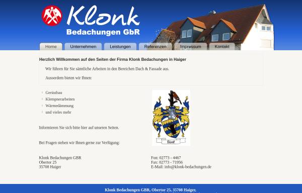 Vorschau von www.klonk-bedachungen.de, Klonk Bedachungen GBR