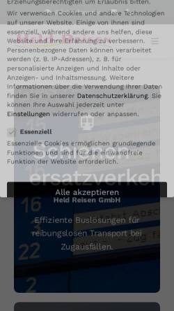 Vorschau der mobilen Webseite www.held-reisen.de, Held Reisen