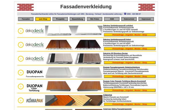 Vorschau von www.fassadenverkleidung.com, Fassadenfachhandel Online
