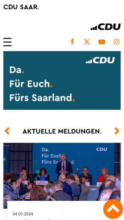 Vorschau der mobilen Webseite www.cdu-saar.de, CDU Christlich Demokratische Union Saar