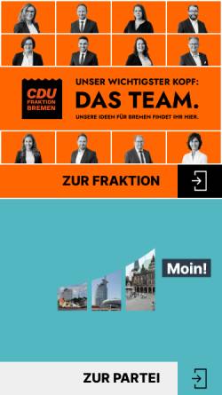 Vorschau der mobilen Webseite www.cdu-bremen.de, CDU Bremen