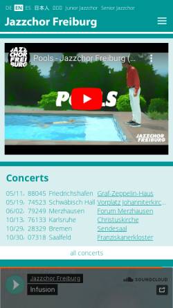 Vorschau der mobilen Webseite www.jazzchorfreiburg.de, Jazzchor Freiburg
