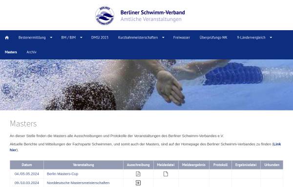 Vorschau von masters-in-berlin.de, Berliner Schwimm-Verband e.V.