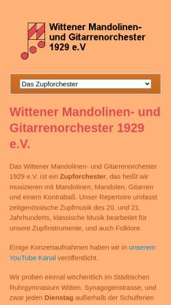 Vorschau der mobilen Webseite www.wmgo.de, Wittener Mandolinen- und Gitarrenorchester 1929 e.V.
