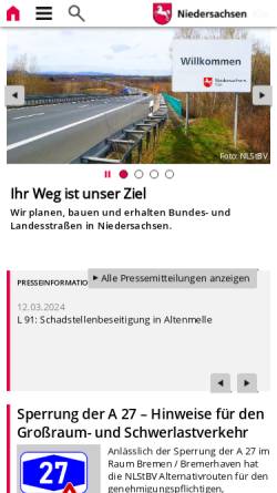 Vorschau der mobilen Webseite www.strassenbau.niedersachsen.de, Niedersächsische Straßenbauverwaltung