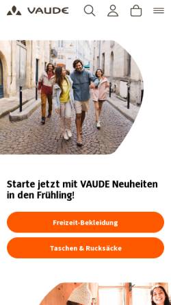 Vorschau der mobilen Webseite www.vaude.com, Vaude Sport GmbH & Co. KG