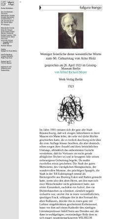 Vorschau der mobilen Webseite www.fulgura.de, Weniger feierliche denn wesentliche Worte zum 60. Geburtstag von Arno Holz