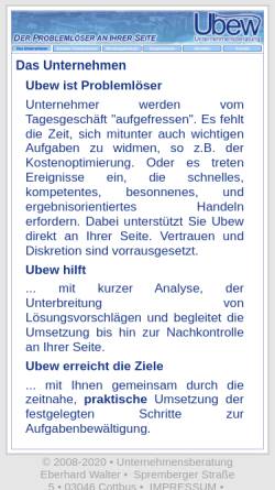 Vorschau der mobilen Webseite www.beratung-walter.de, Ubew - Unternehmensberatung Eberhard Walter
