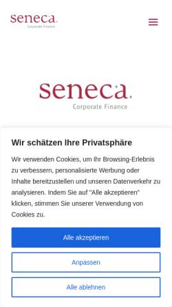 Vorschau der mobilen Webseite www.seneca-cf.de, Seneca Corporate Finance GmbH