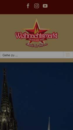 Vorschau der mobilen Webseite www.koelnerweihnachtsmarkt.com, Köln, Weihnachtsmarkt am Dom