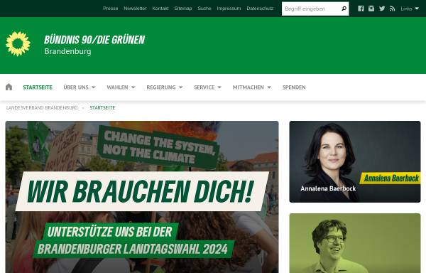 Vorschau von www.gruene-brandenburg.de, Bündnis 90/Die Grünen Brandenburg