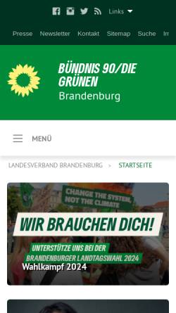 Vorschau der mobilen Webseite www.gruene-brandenburg.de, Bündnis 90/Die Grünen Brandenburg