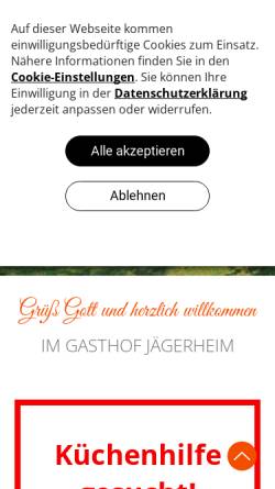 Vorschau der mobilen Webseite www.gasthof-jaegerheim-pruihausen.de, Gasthof Jägerheim