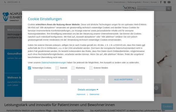 Vorschau von www.agaplesion-elisabethenstift.de, Evangelisches Krankenhaus Elisabethenstift Darmstadt