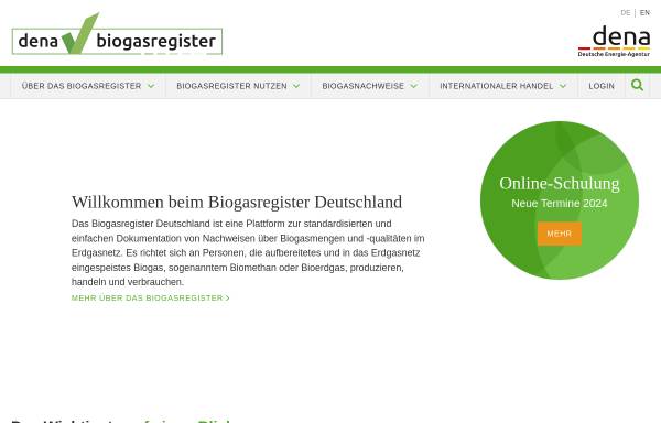 Vorschau von www.biogasregister.de, Biogasregister.de, Deutsche Energie-Agentur GmbH