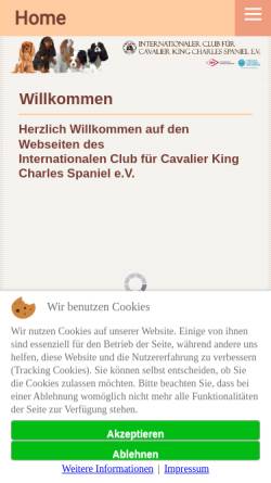 Vorschau der mobilen Webseite www.icc-cavaliere.de, Internationaler Club für Cavalier King Charles Spaniel e.V