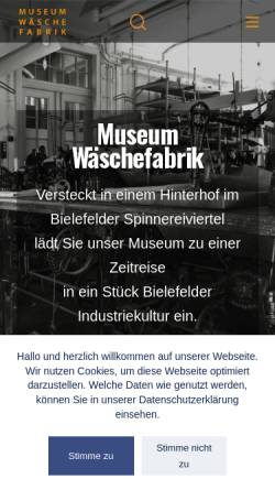 Vorschau der mobilen Webseite www.museum-waeschefabrik.de, Museum Wäschefabrik