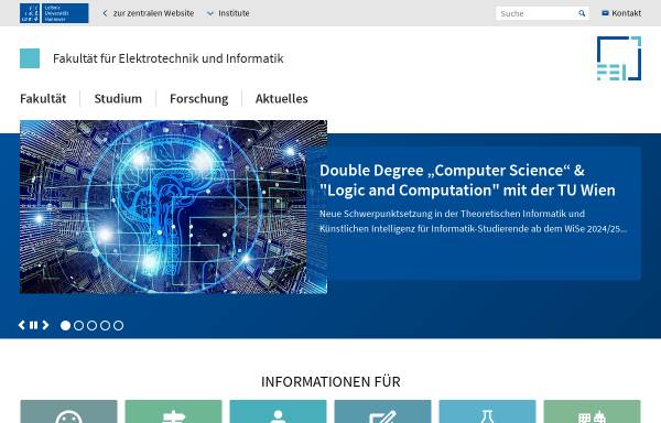 Vorschau von www.et-inf.uni-hannover.de, Fakultät für Eletrotechnik und Informatik Universität Hannover