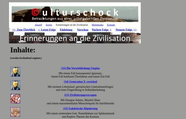 Vorschau von ziv.culturschock.de, Erinnerungen an die Zivilisation - Kulturschock