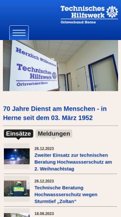 Vorschau der mobilen Webseite www.thw-herne.de, THW OV Herne