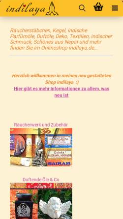 Vorschau der mobilen Webseite www.indilaya.de, indilaya, Inh. Vera Milz