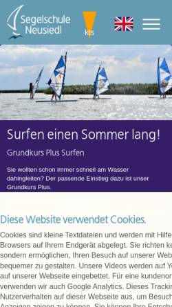 Vorschau der mobilen Webseite www.segelschule-neusiedl.at, Segelschule Neusiedl