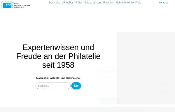 Vorschau von www.bpp.de, Bund philatelistischer Prüfer e. V.