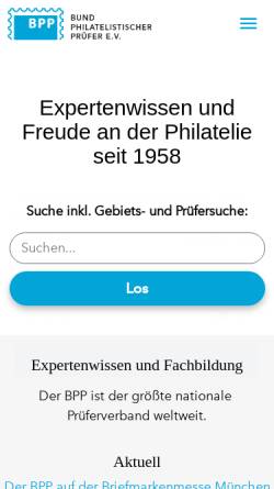 Vorschau der mobilen Webseite www.bpp.de, Bund philatelistischer Prüfer e. V.