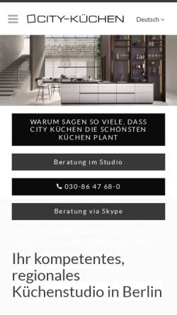 Vorschau der mobilen Webseite www.city-kuechen.de, City-Küchen GmbH & Co. KG