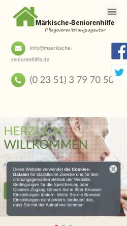 Vorschau der mobilen Webseite www.maerkische-seniorenhilfe.de, Märkische-Seniorenhilfe