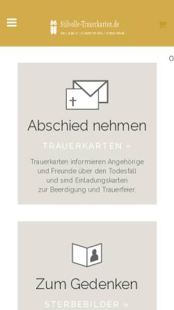 Vorschau der mobilen Webseite www.stilvolle-trauerkarten.de, Stilvolle Trauerkarten, Sabine Hanel