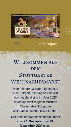 Vorschau der mobilen Webseite www.stuttgarter-weihnachtsmarkt.de, Stuttgarter Weihnachtsmarkt