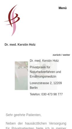 Vorschau der mobilen Webseite www.doc-holz.de, Dr. med. Kerstin Holz