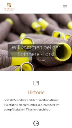 Vorschau der mobilen Webseite www.spinnerei-forst.de, Spinnerei Forst GmbH
