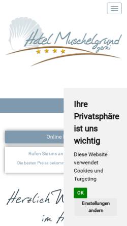 Vorschau der mobilen Webseite www.muschelgrund.de, GARNI Hotel Muschelgrund in Cuxhaven Sahlenburg