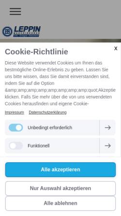 Vorschau der mobilen Webseite leppin-maschinenbau.de, Leppin Maschinenbau - Gregor Reichert