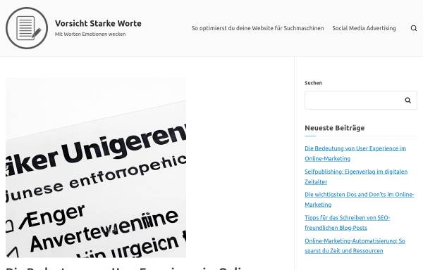 Vorschau von www.vorsicht-starke-worte.de, Texterportal Vorsicht-Starke-Worte - Amann Communications, Fiona Amann