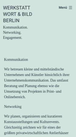 Vorschau der mobilen Webseite www.wortundbild-berlin.de, Werkstatt Wort & Bild Berlin - Steffen Blunk
