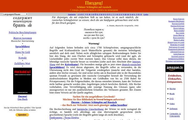 Vorschau von www.russki-mat.net, Wörterbuch der russischen Schimpf- und Umgangssprache