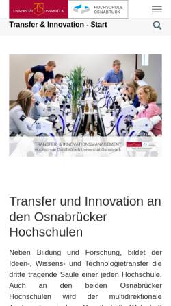 Vorschau der mobilen Webseite www.wt-os.de, Chance - Wissenschaftstransfer Osnabrück